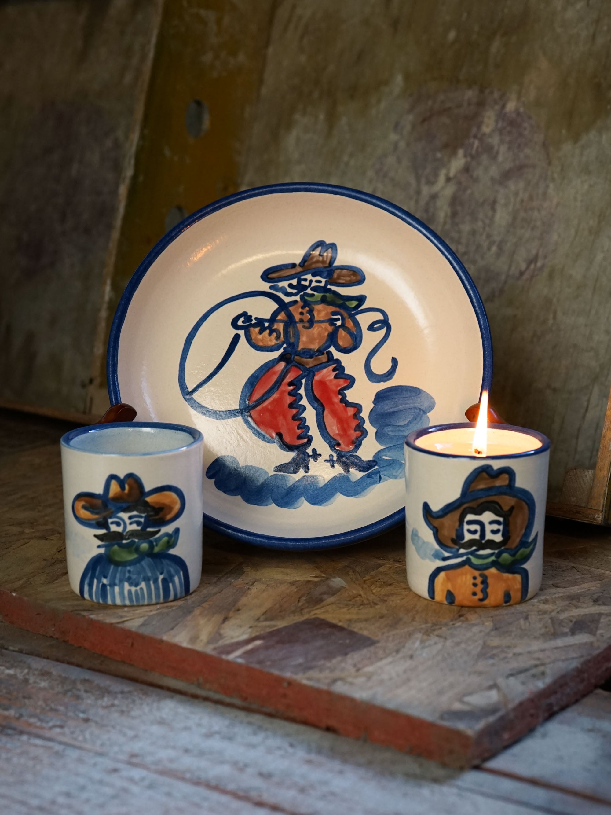 Red Cowboy Portrait Mini Candle