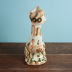 Green & Rust Flower Tall Cat Vase