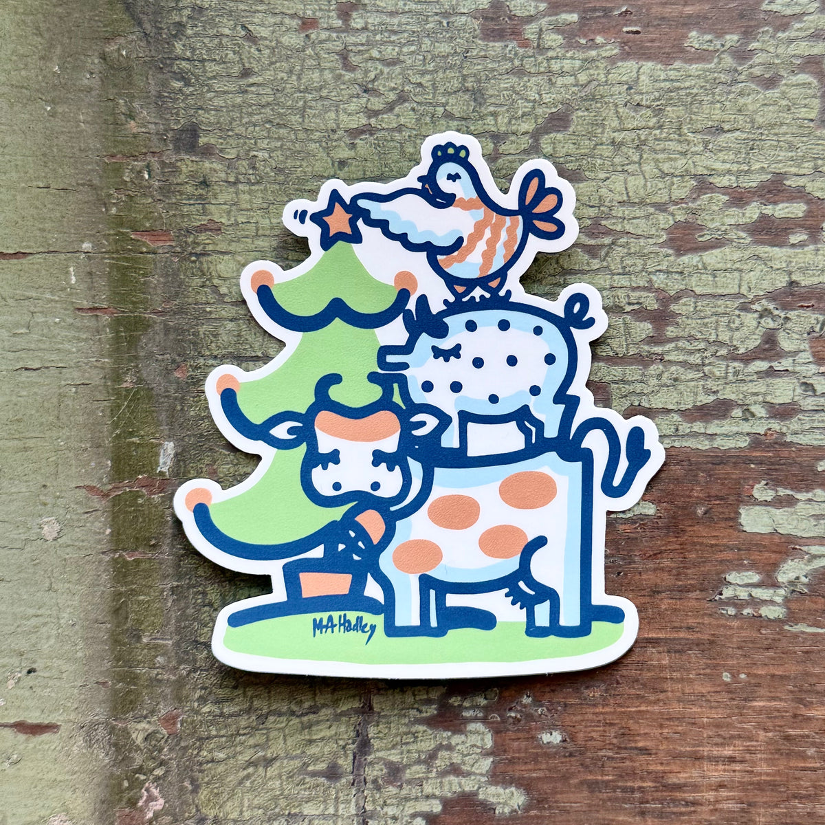 Animals Decorating the Tree Sticker