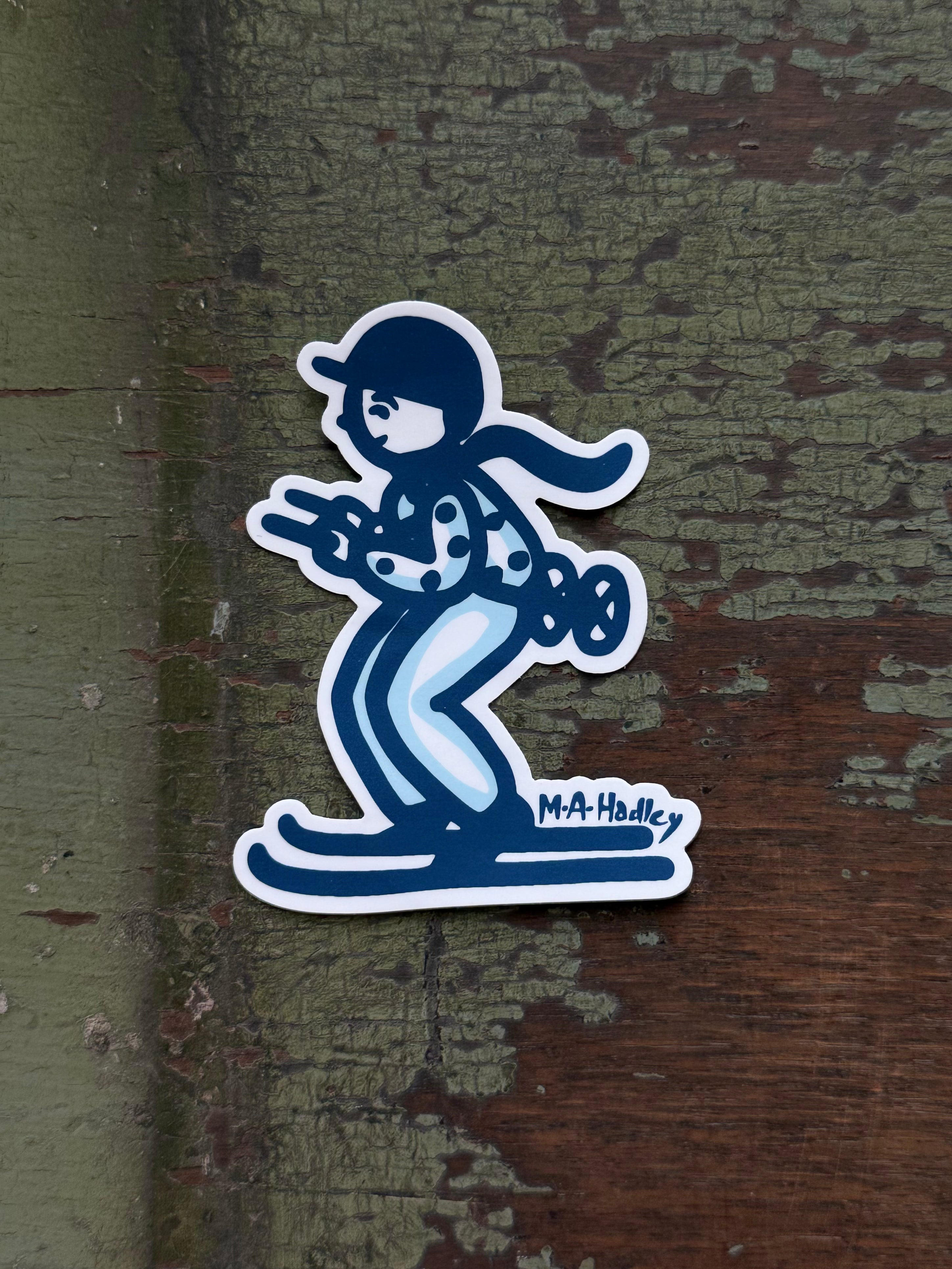 Skier Swoosh Sticker