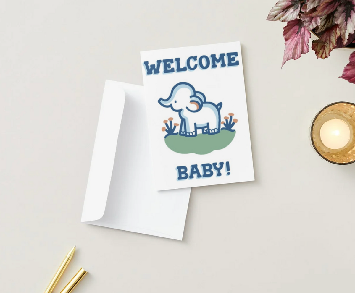 Welcome Baby! Elephant Greeting Card