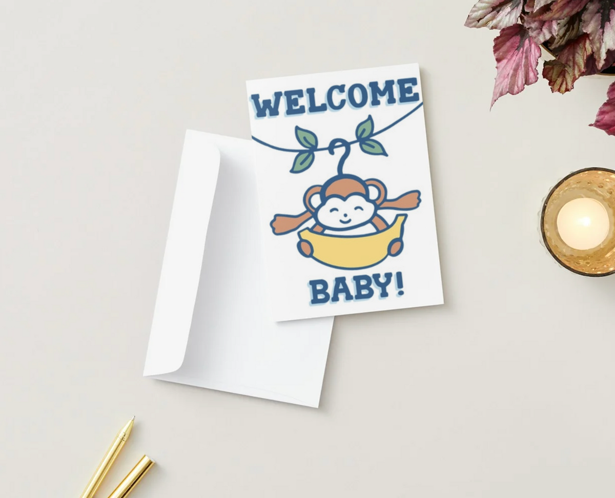 Welcome Baby! Monkey Greeting Card