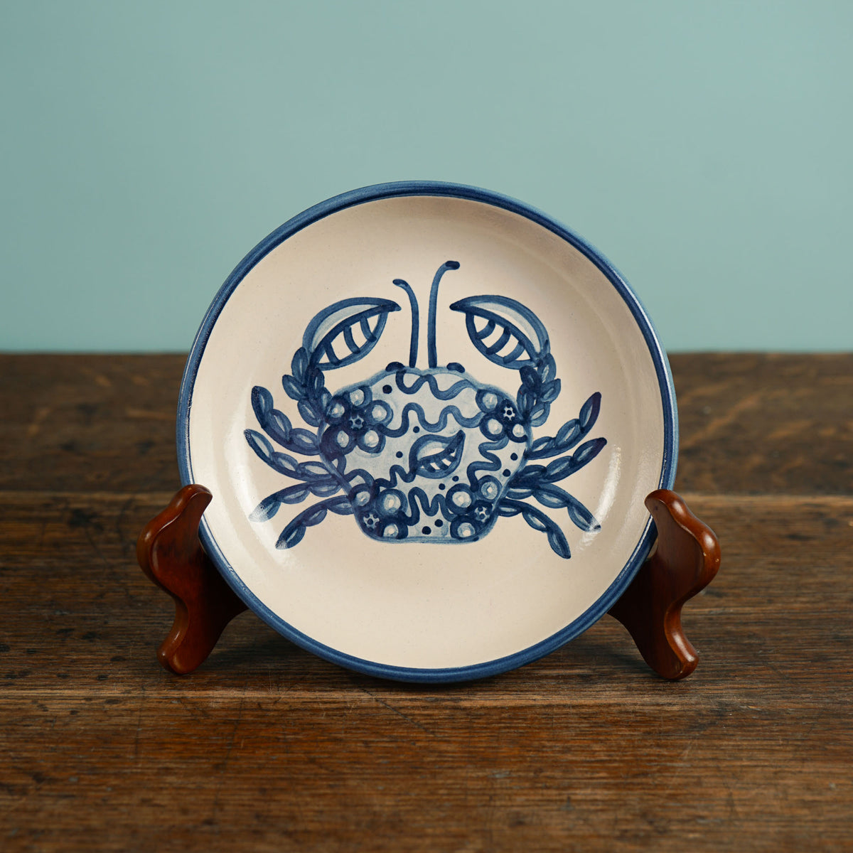 Blue Flower Crab Pasta Plate