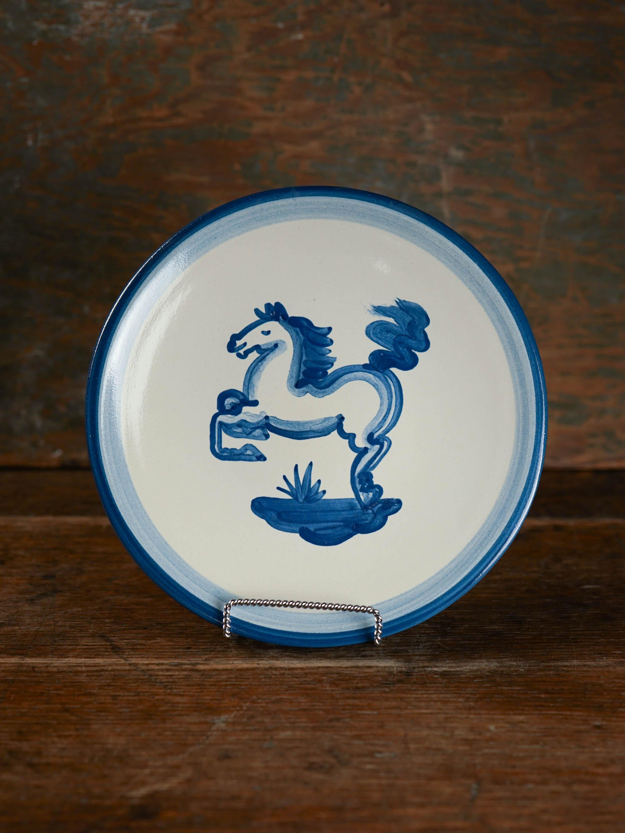英国ヴィンテージ　RyePottery窯 Wally Cole作　ブルー鳥OV皿 bh_lunch_1.jpg?crop=center&
