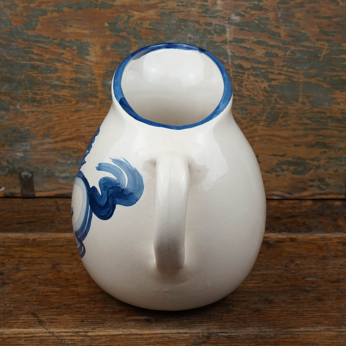 Blue Horse Pot Belly Pitcher