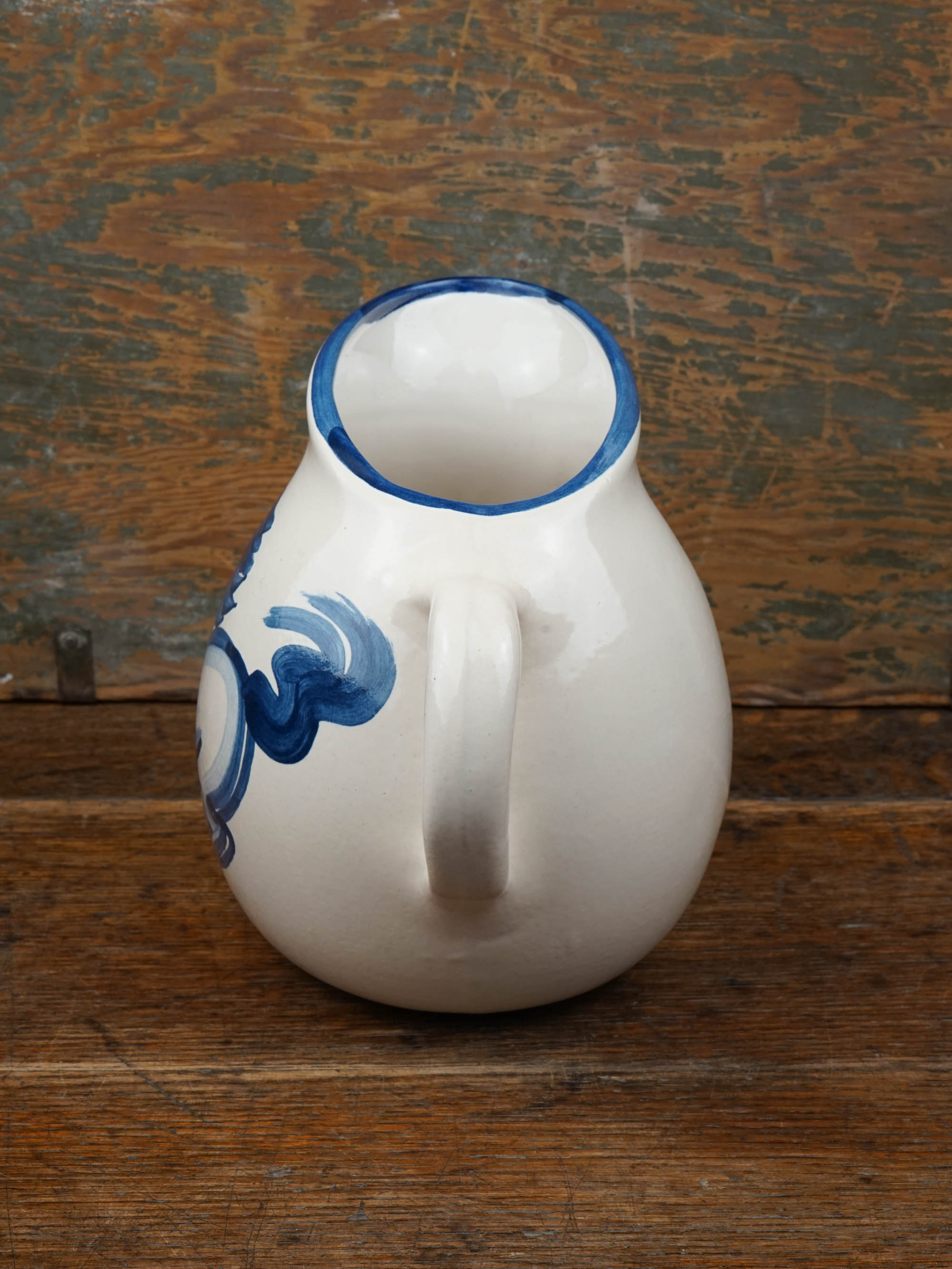 Blue Horse Pot Belly Pitcher