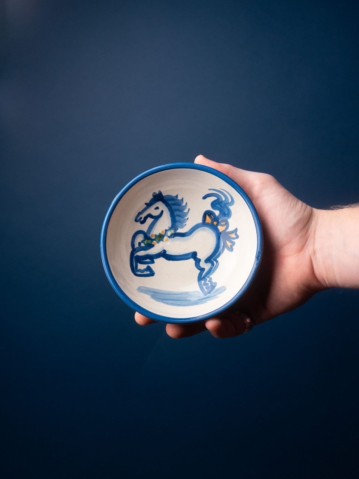 Holiday Blue Horse Cereal Bowl