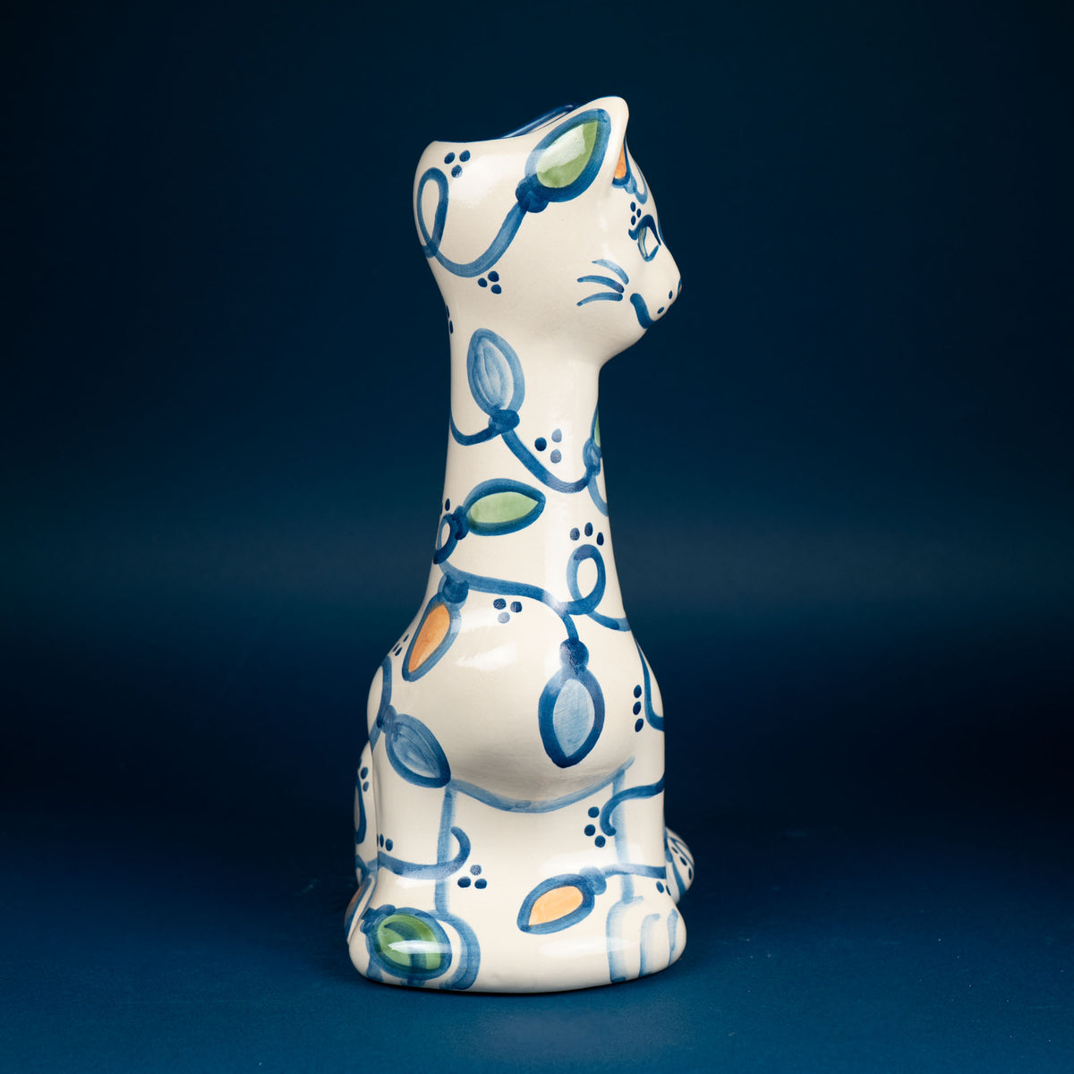 Holiday Lights Tall Cat Vase