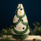 Green & Rust Trimmings Cone Christmas Tree Luminary