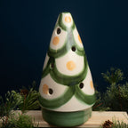 Green & Rust Trimmings Cone Christmas Tree Luminary