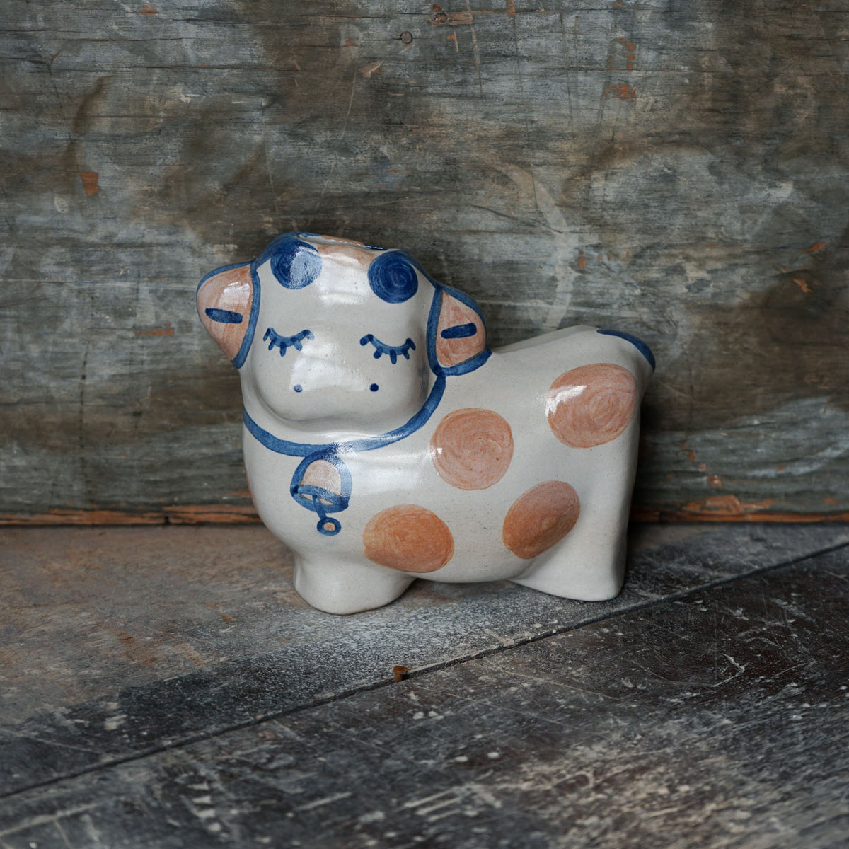 Rust Dot Cow Bank