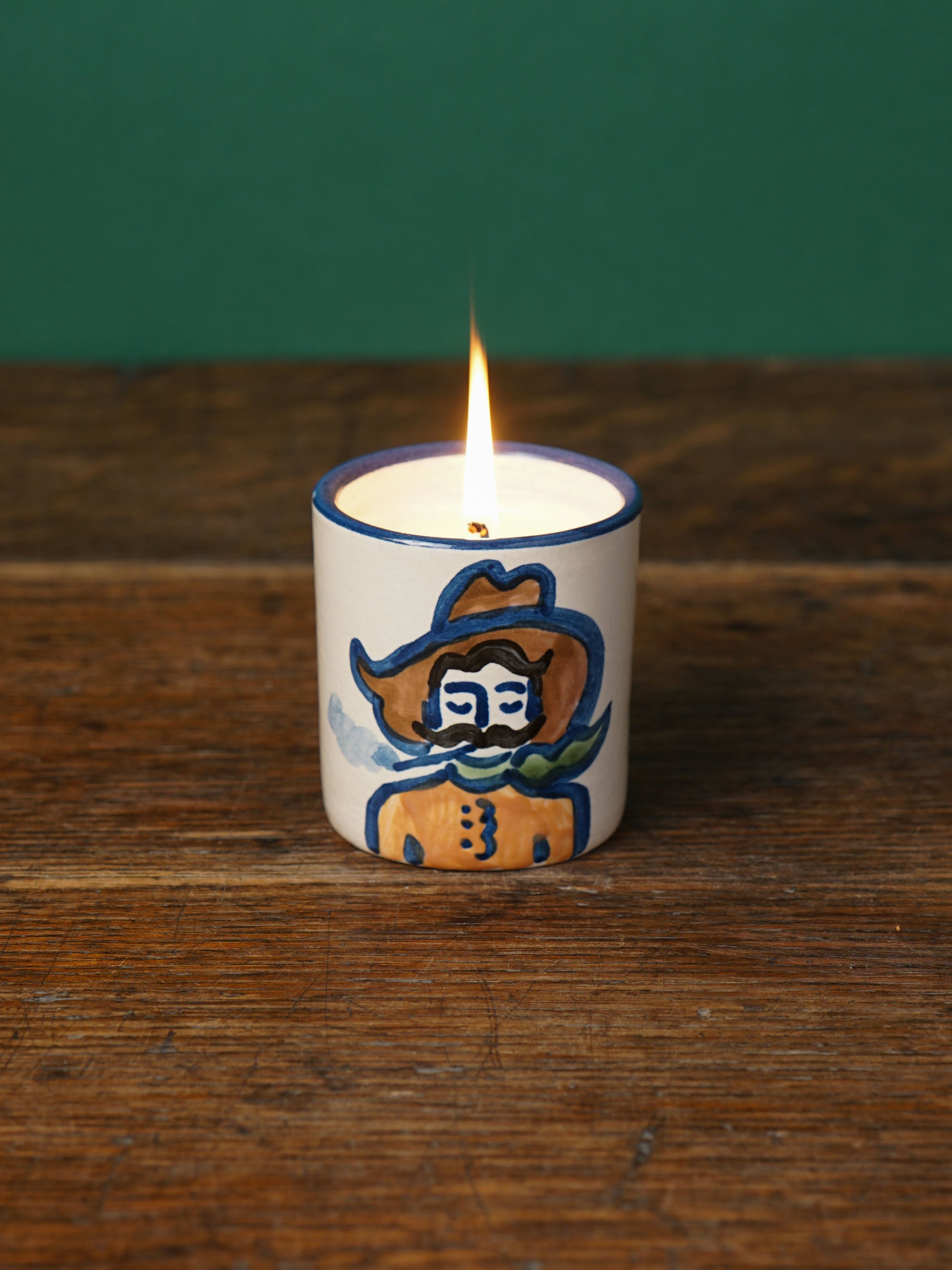 Red Cowboy Portrait Mini Candle