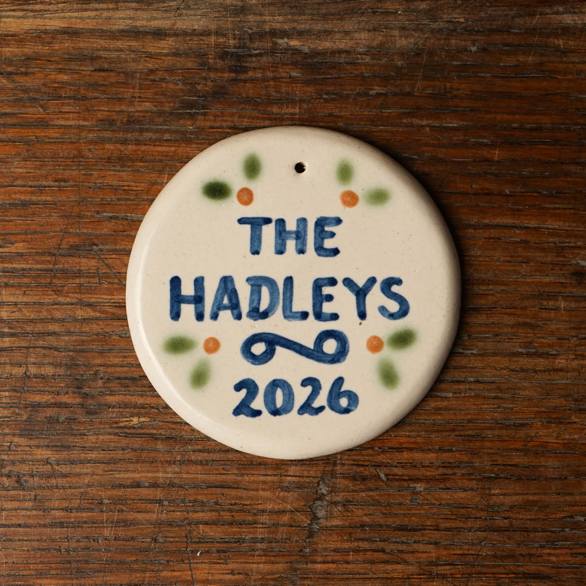 Personalized Family Name Round Ornament