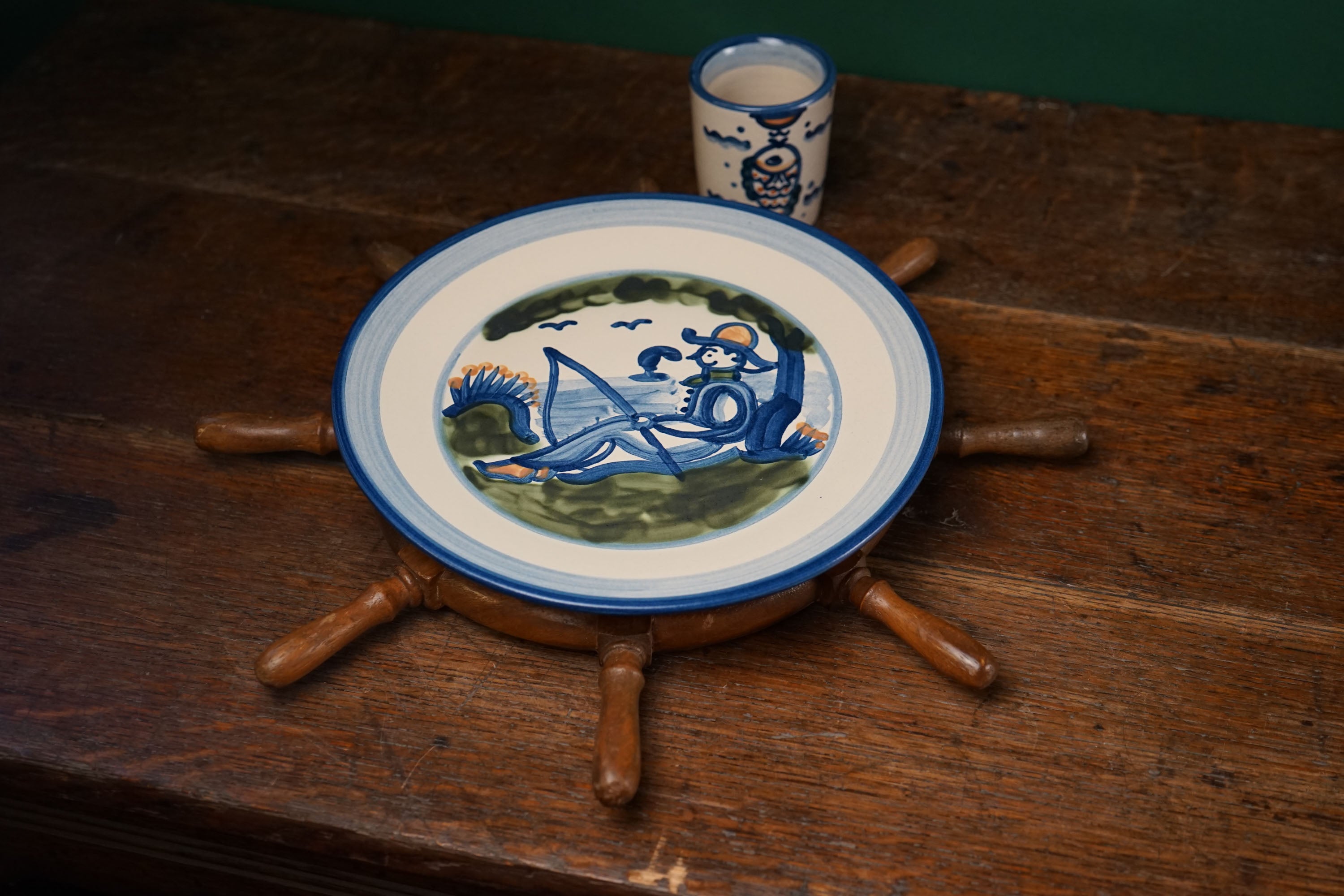 Fisherman by Tree Dinner Plate
