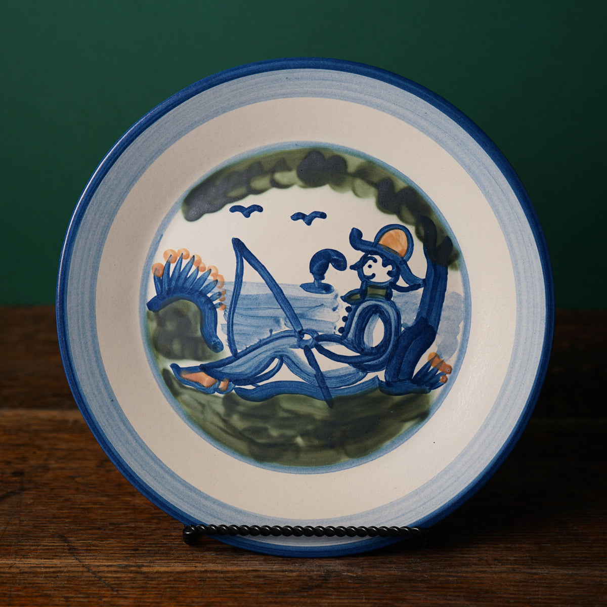 Fisherman by Tree Dinner Plate
