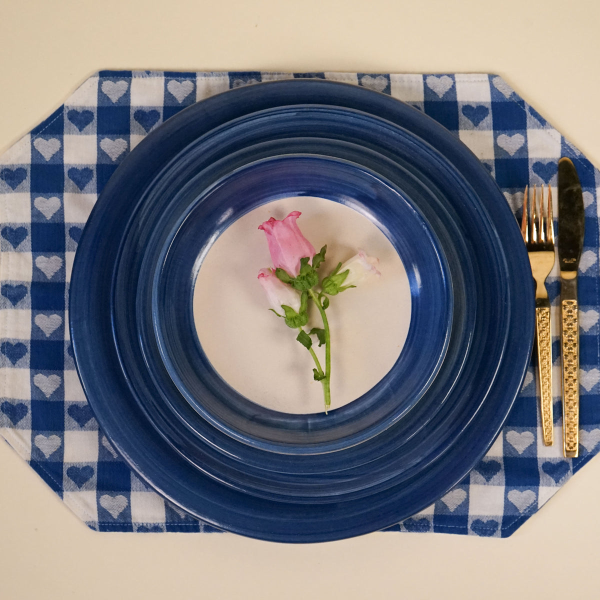 Blue Heritage Stripe Pasta Plate