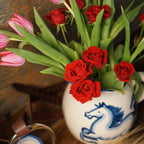 Blue Horse Pot Belly Pitcher