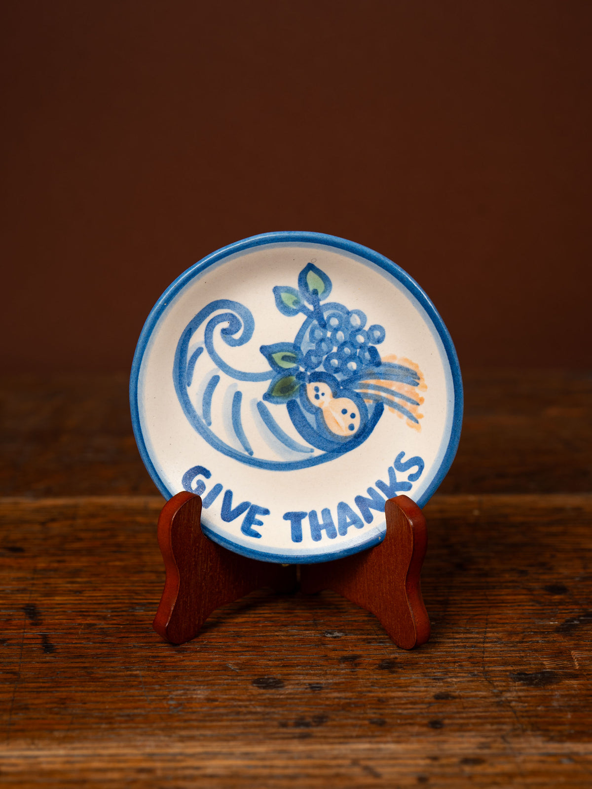 Cornucopia with "Give Thanks" Coaster