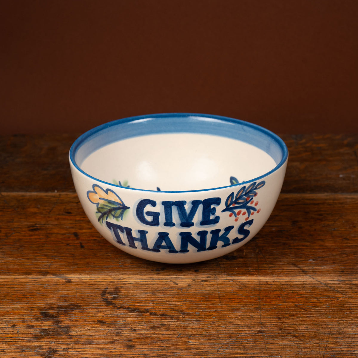 Autumnal Flora with "Give Thanks" Serving Bowl