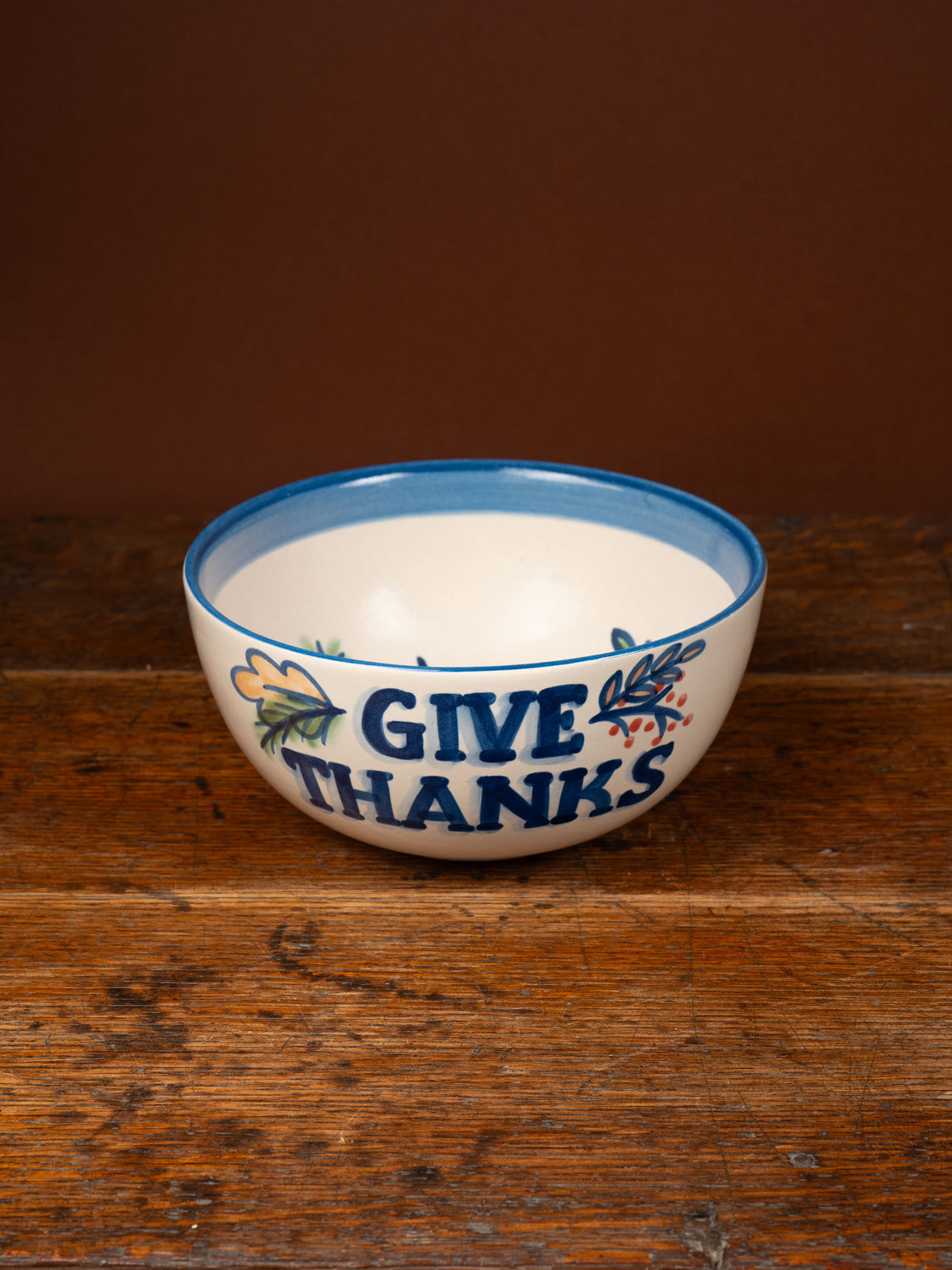 Autumnal Flora with "Give Thanks" Serving Bowl