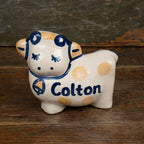 Personalized Rust Dot Cow Bank