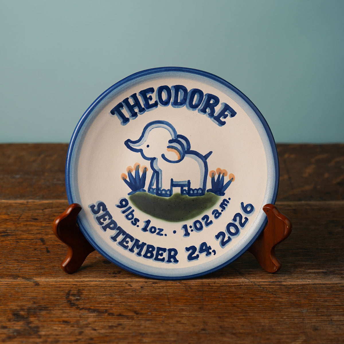 Elephant Personalized Birth Plate