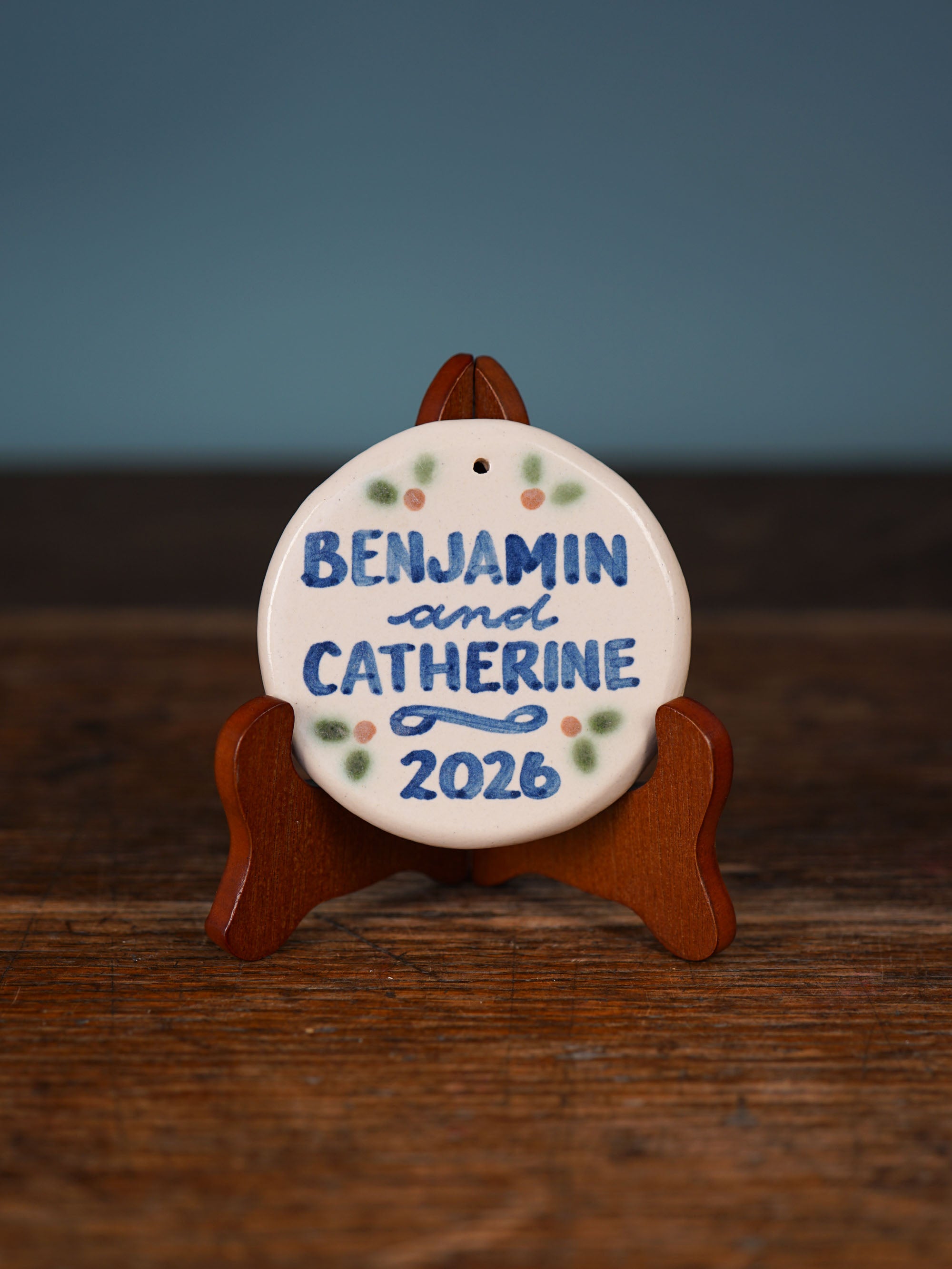Personalized Couple's Christmas Round Ornament