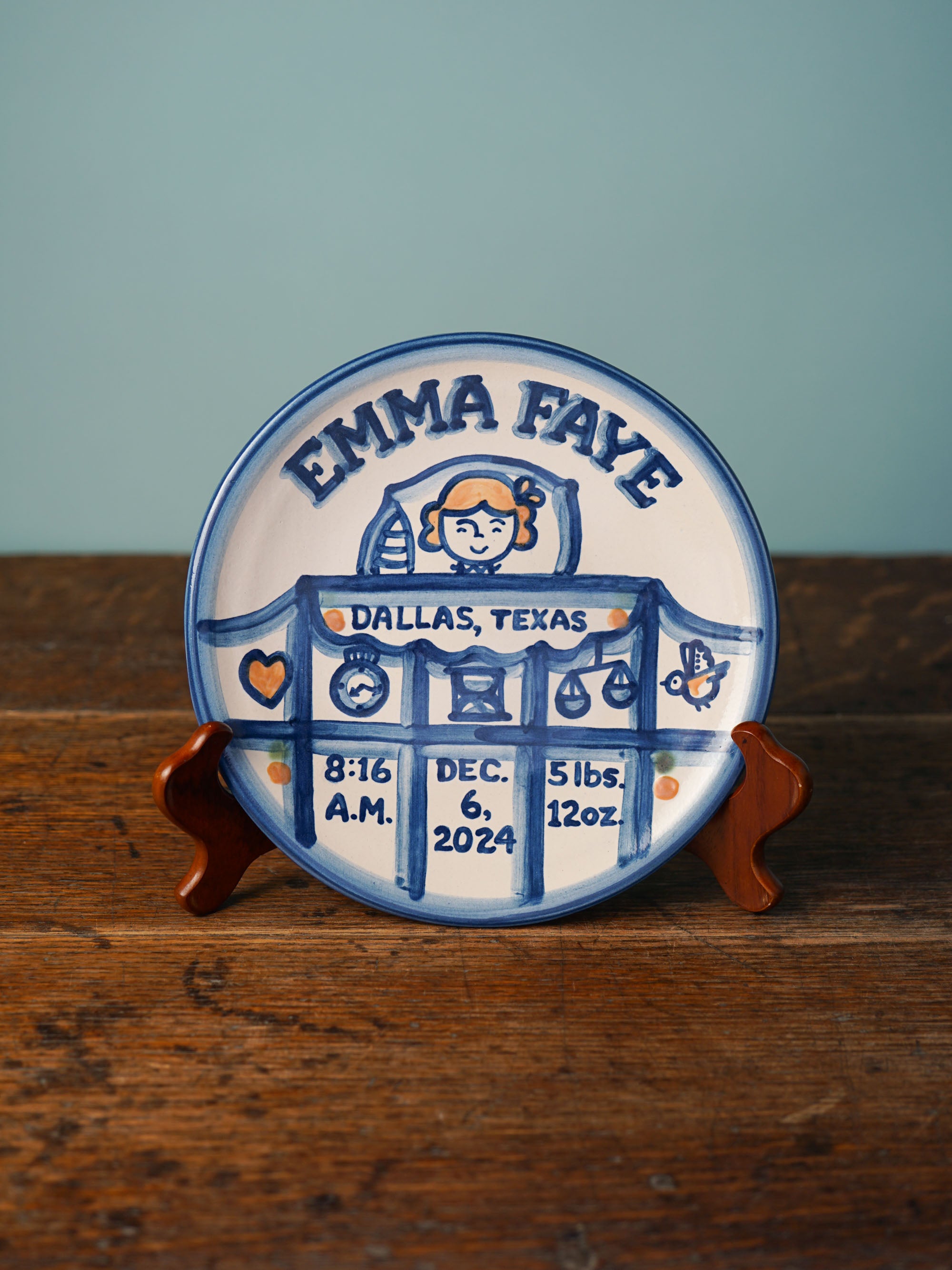 Premium Personalized Birth Plate - Baby Blanket