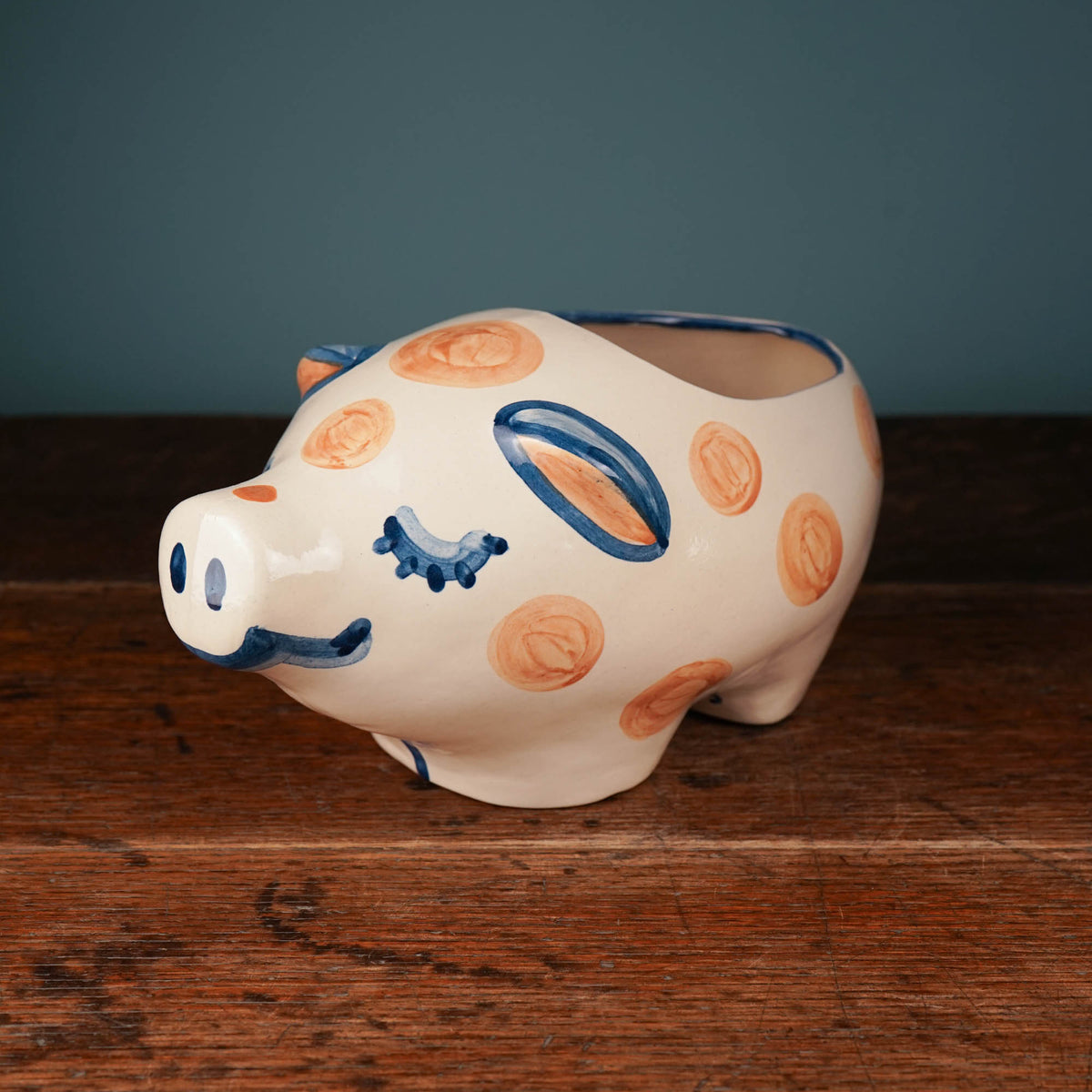 Rust Dot Pig Planter