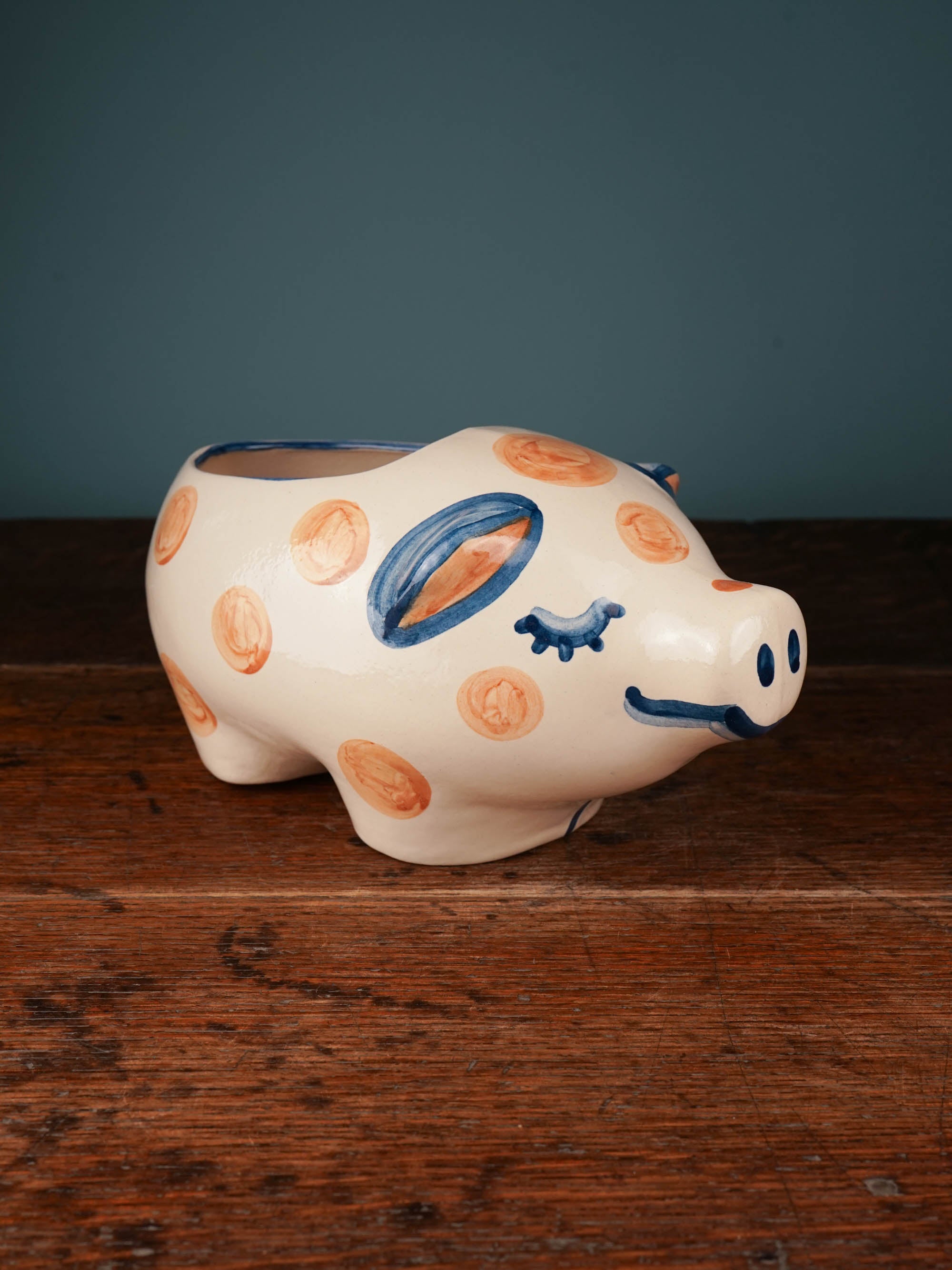 Rust Dot Pig Planter