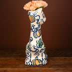 Pumpkin Vine Tall Cat Vase