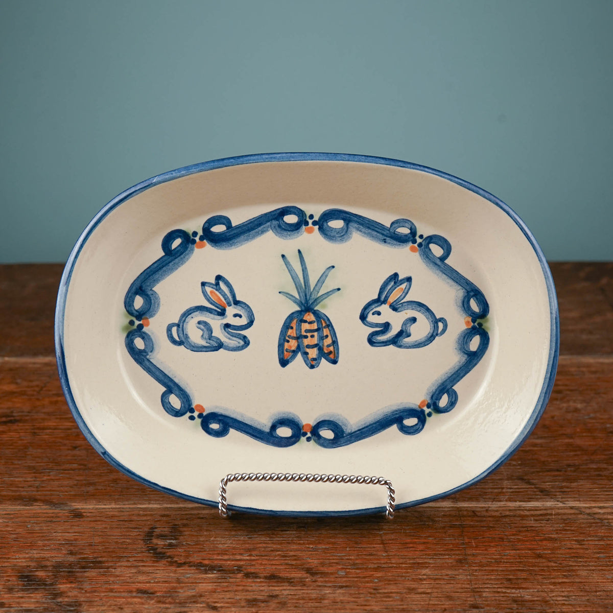 Bunny & Veggie Small Oval Platter