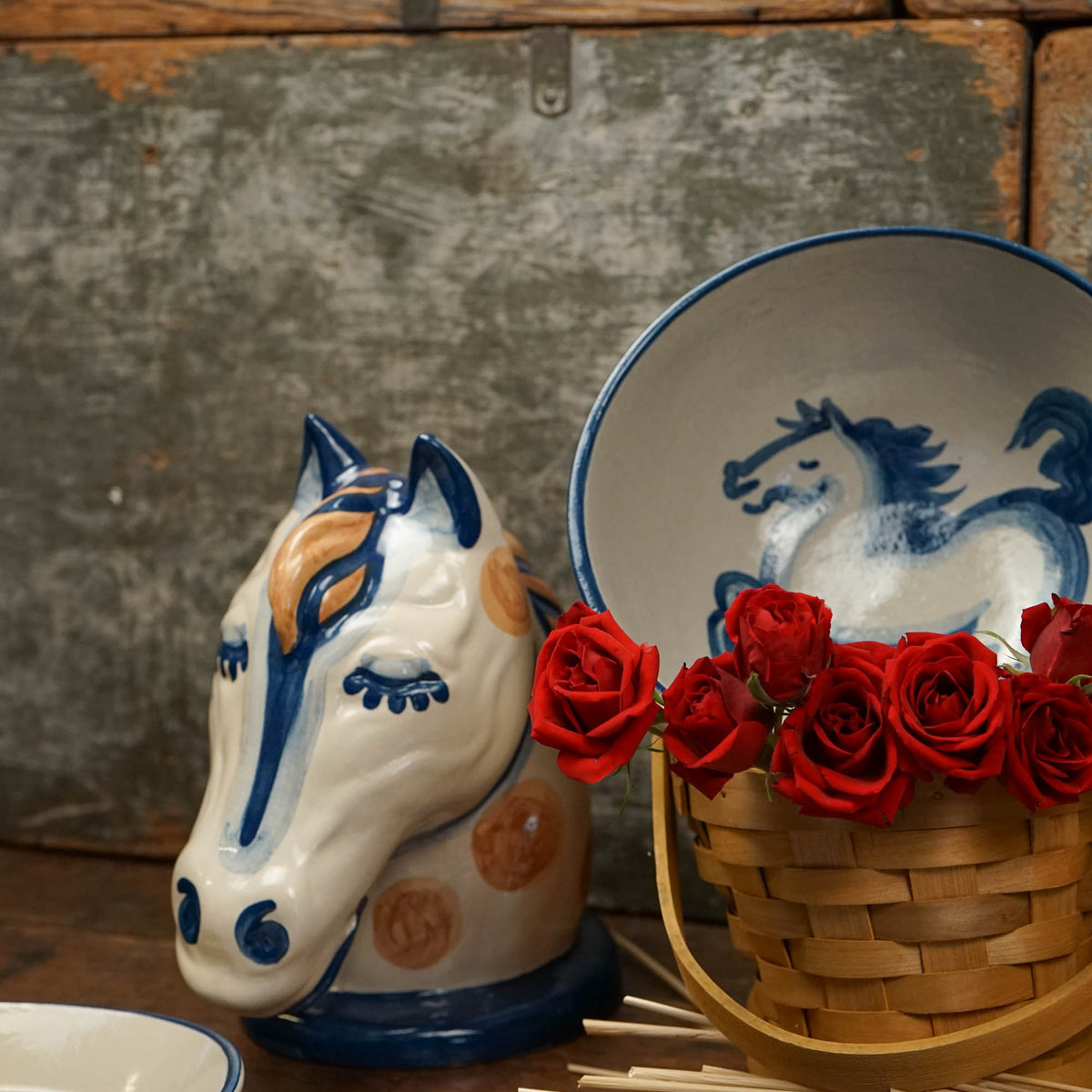 Blue Horse Serving Bowl