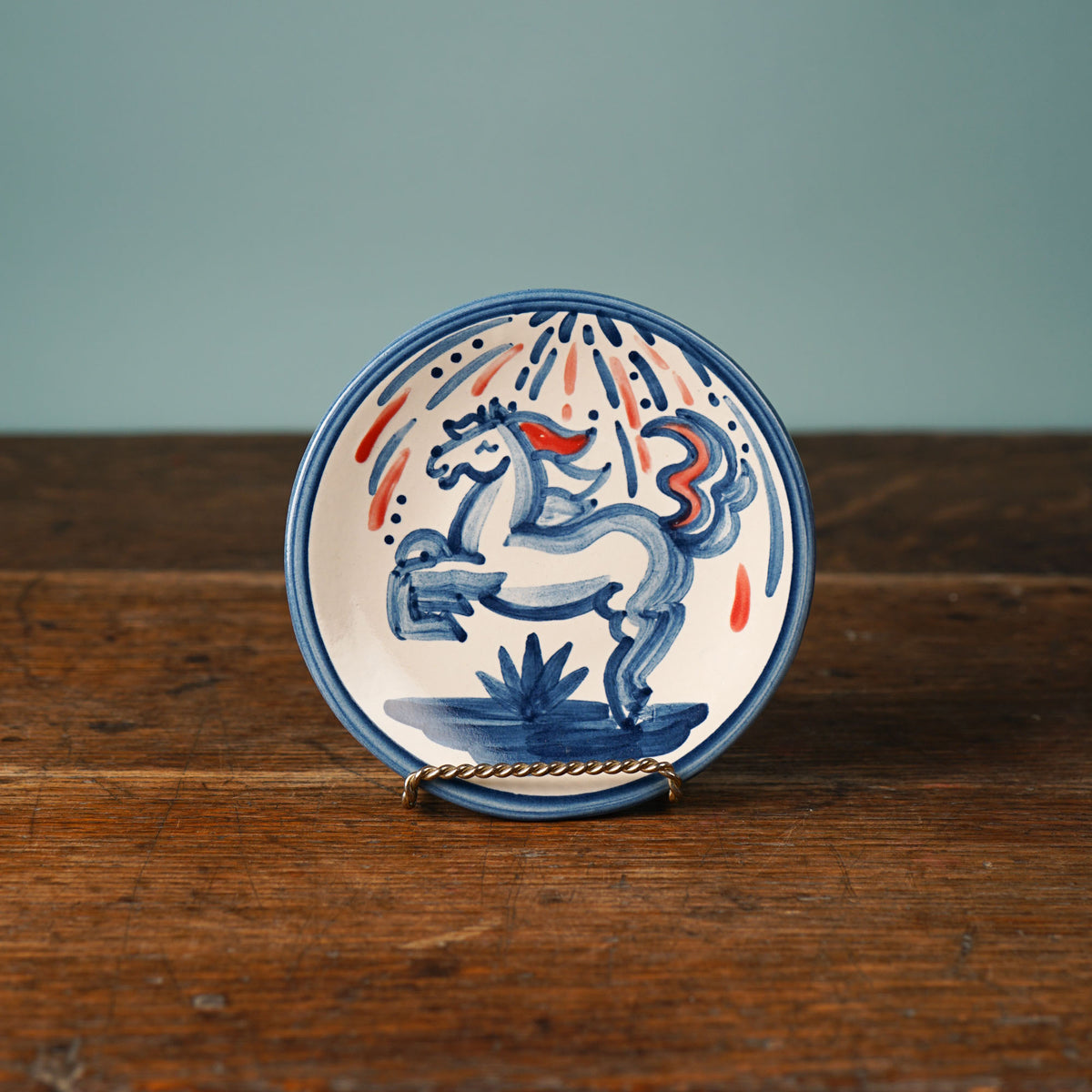 Red, White & Blue Horse Bread & Butter Plate