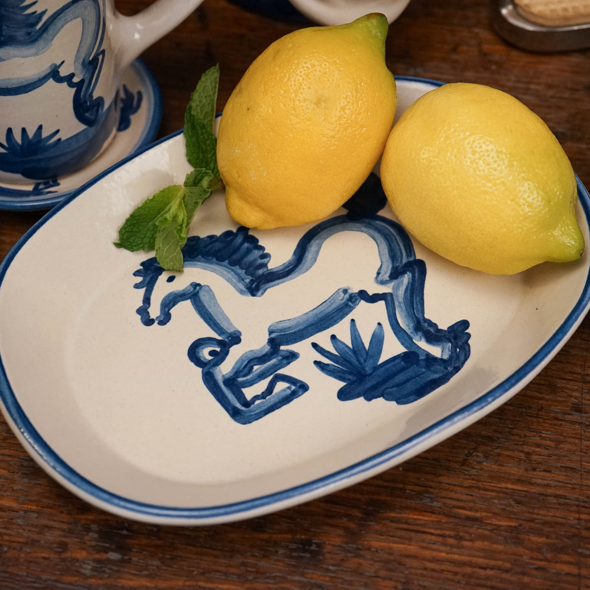 Blue Horse Small Oval Platter