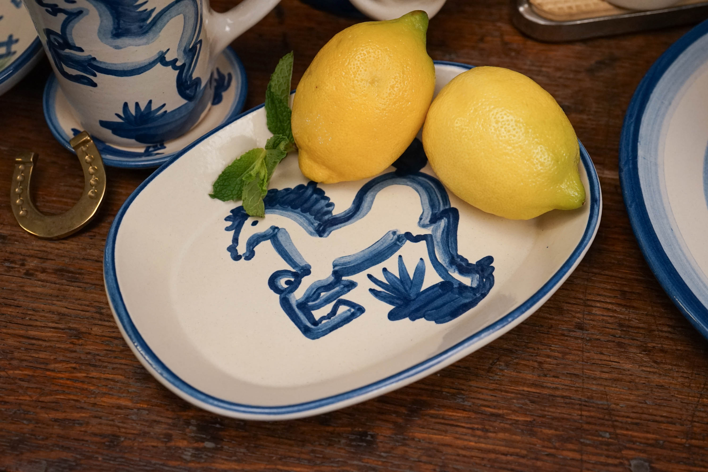 Blue Horse Small Oval Platter