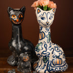 Pumpkin Vine Tall Cat Vase