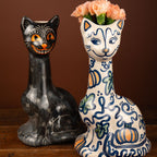 Pumpkin Vine Tall Cat Vase