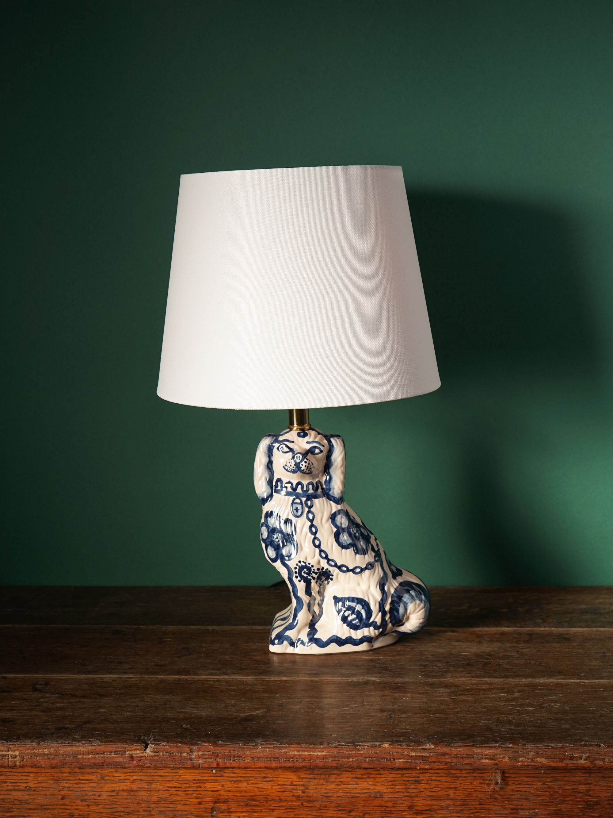 Blue Flower Staffordshire Dog Lamp