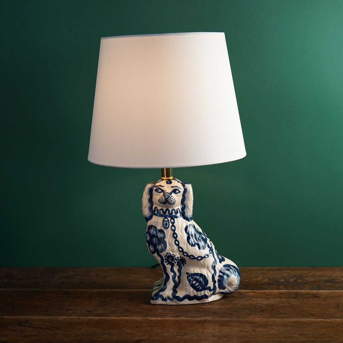 Blue Flower Staffordshire Dog Lamp