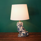 Blue Flower Staffordshire Dog Lamp