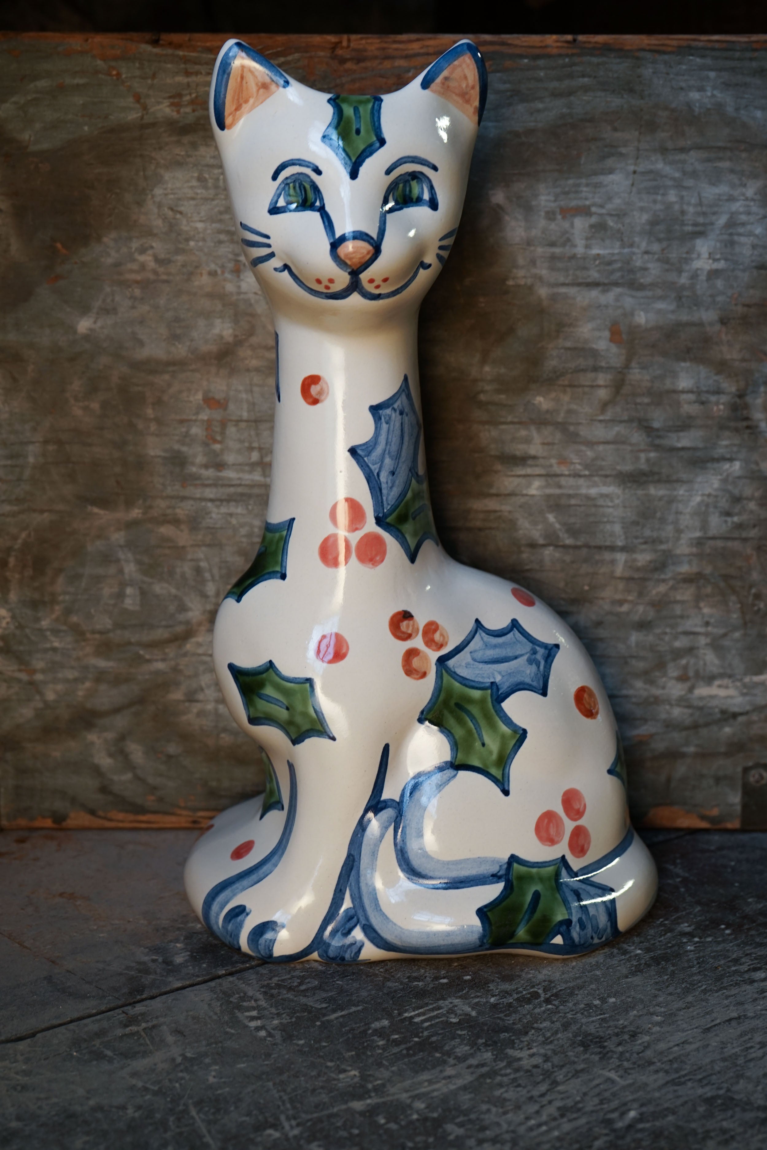 Tall Cat Vase - Holly