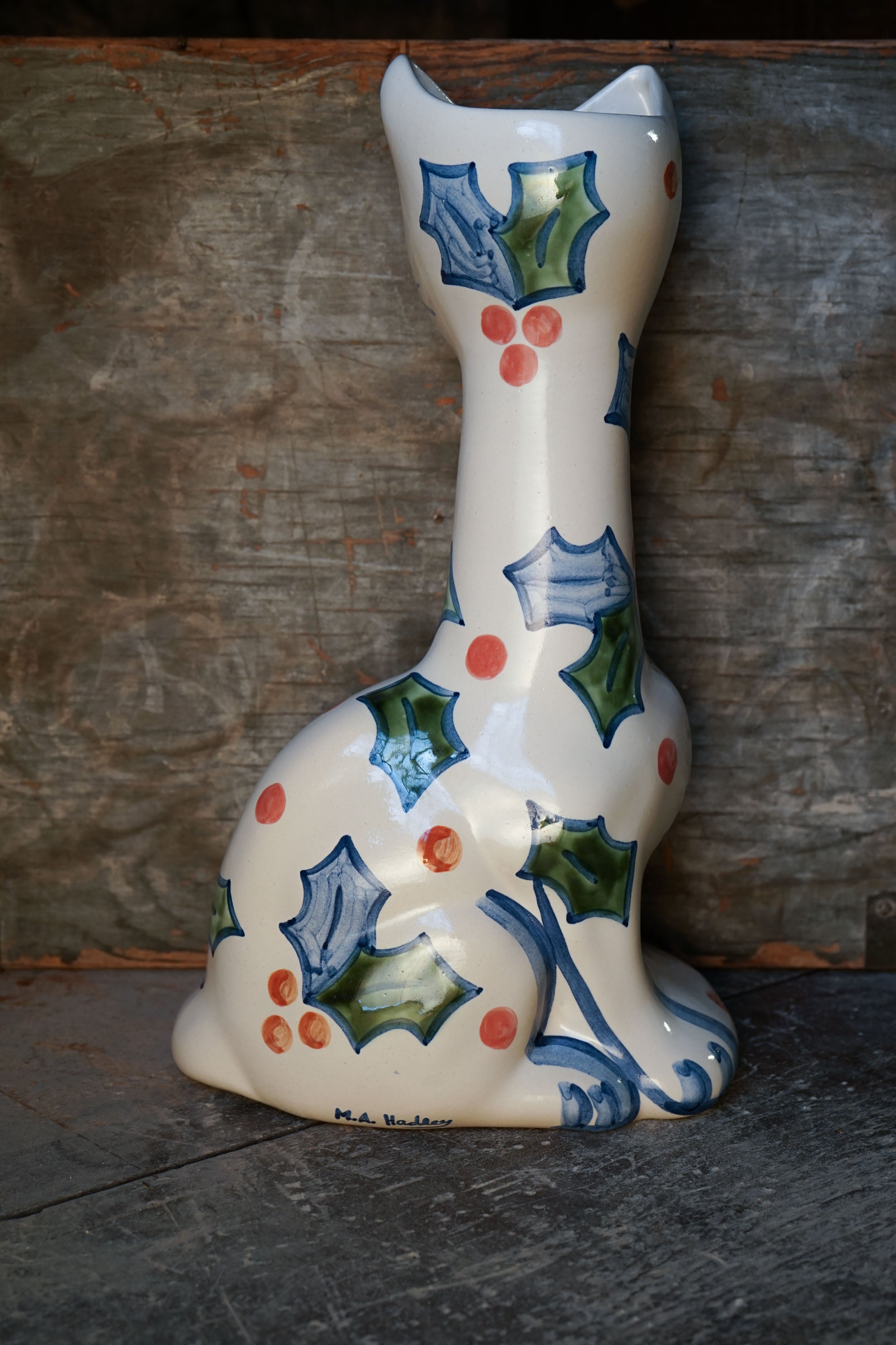 Tall Cat Vase - Holly