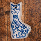 Blue Flower Tall Cat Ornament