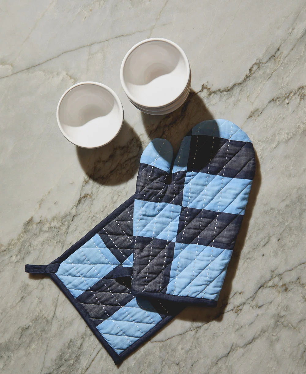 Trellis Colorblock Pot Holder by Anchal - Dusk Blue