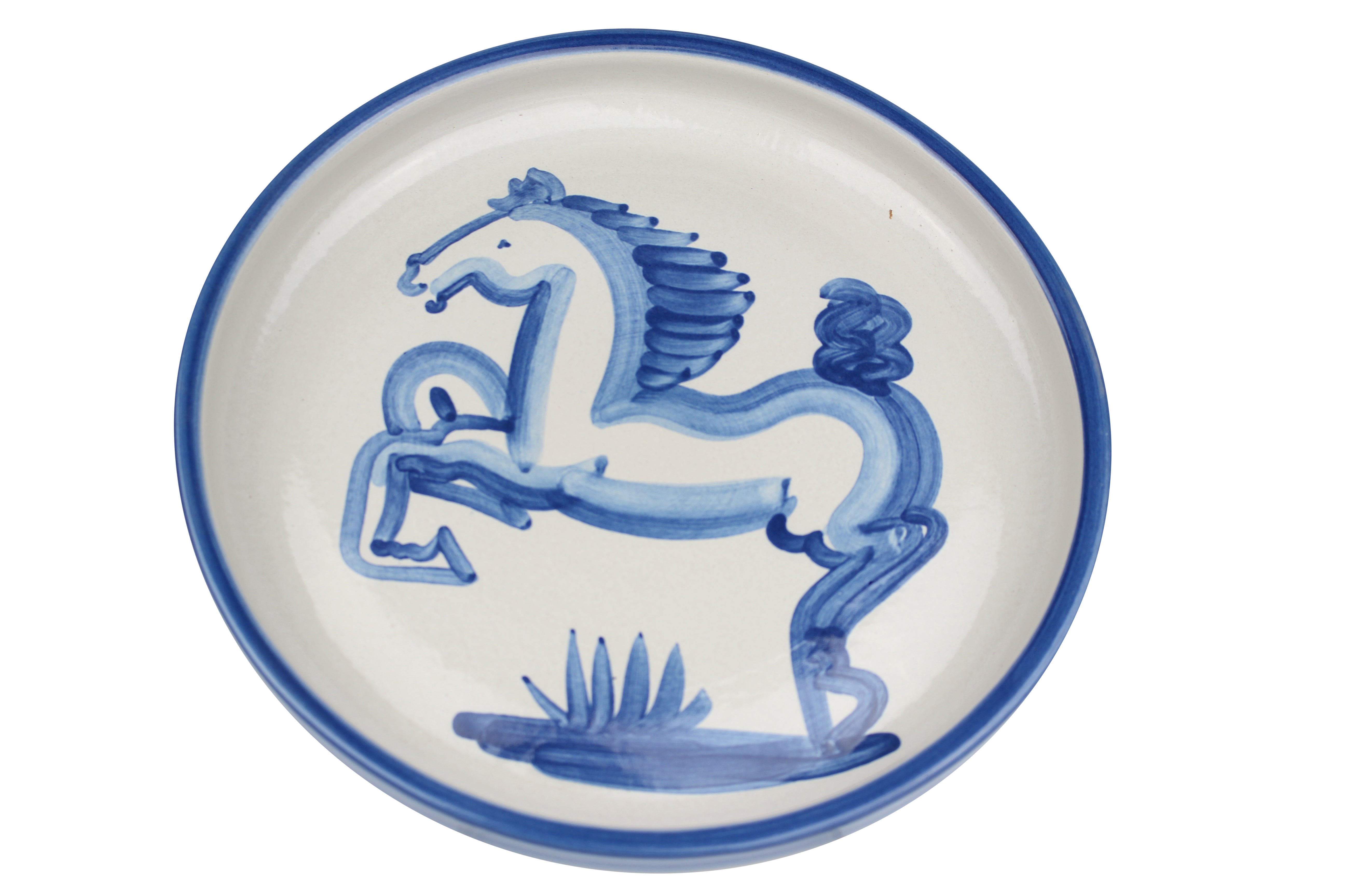 12" Rimmed Platter - Blue Horse
